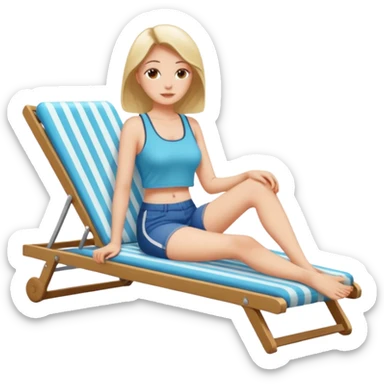 woman sitting on a sunbed - she must be dressed normally sticker