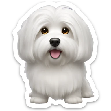 white long hair coton de tulear dog sticker