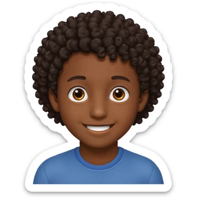 Menino de pele morena de olho castanho meio preto e cabelo cacheados ralo sticker