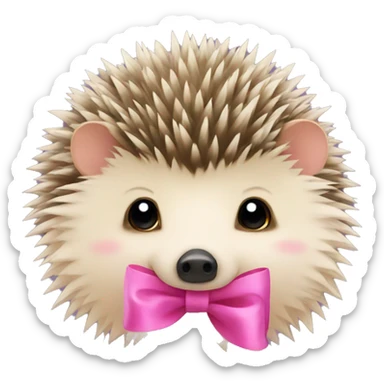hedgehog with a pink bow sticker