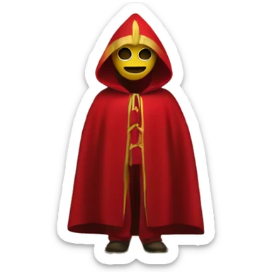 Man with red hooded robe and golden mask in forest sticker