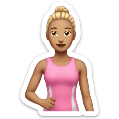 isolated, one running woman with light skin, pink clothes sticker