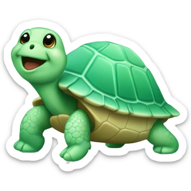 A very cute turtle that is all in mint green, even the shell sticker