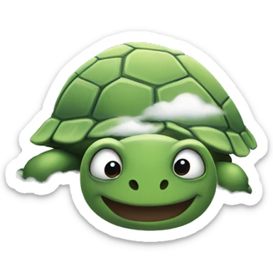 turtle face behind clouds sticker