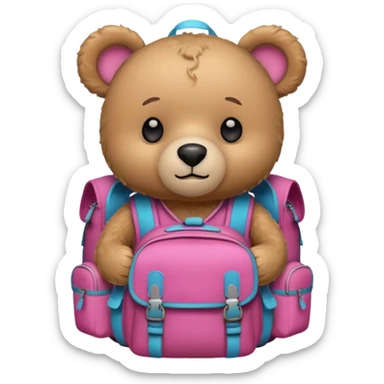  Teddy bear camping pink sticker