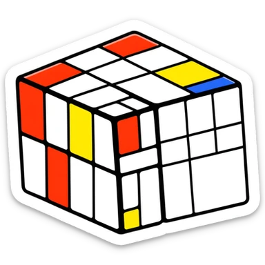 Colorful 3D Rubik's cube puzzle toy, partially solved sticker