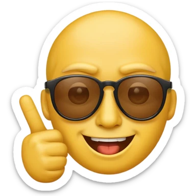 yellow face emoji with sunglasses giving the middle finger, smirking sticker