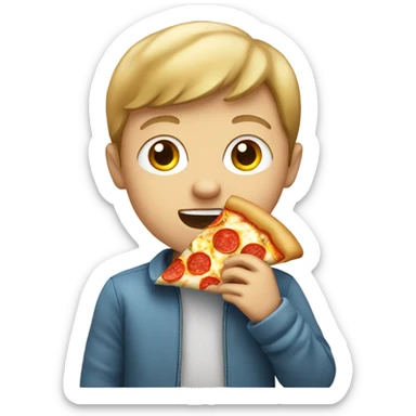 white boy eating pizza  sticker