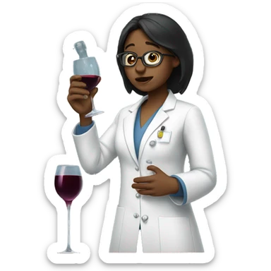 Princess crying drinking wine while wearing a lab coat and glasses sticker