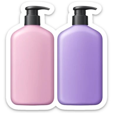 light pink and lilac shampoo bottles side by side sticker