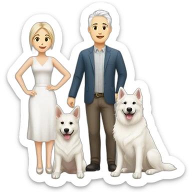 Wife husband and white swiss shepherd sticker