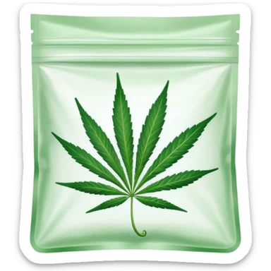 transparent ziplock bag with sativa leaf inside sticker