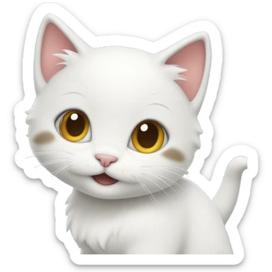 super cute kitten with cloud, cat is smiling. sticker
