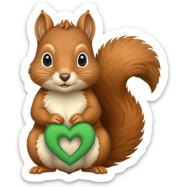 Squirrel in a heart with a green mental Health Awearness ribbon sticker