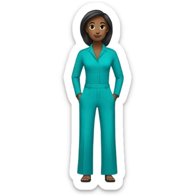 A sleek turquoise jumpsuit without a person, tailored with wide-leg pants, minimal details, and a clean modern style. sticker
