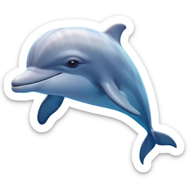 Cinematic Dreamy Dolphin Portrait Emoji, Floating serenely in a gentle sea of soft light, with a relaxed, streamlined body and half-closed, drowsy eyes that reflect a peaceful underwater lullaby, and a subtle, contented smile, Simplified yet irresistibly adorable features, highly detailed, glowing with a soft, dreamy aquatic radiance, high shine, calm and enchanting, stylized with an air of sleepy marine wonder, soft glowing outline, capturing the essence of a super cute dolphin that appears ready to drift into a sweet, soothing nap! sticker