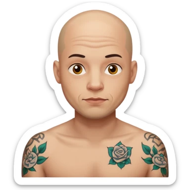 tatooed bald man  sticker
