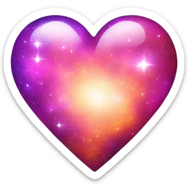 shiny pink purple orange sparkly galaxy heart sticker