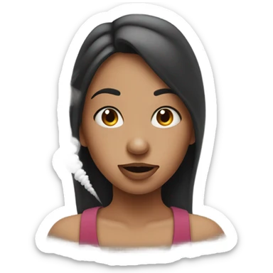 Girl blowing smoke with nose piercing sticker