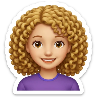 A girl with medium-length, curly hair that is not too voluminous.  sticker