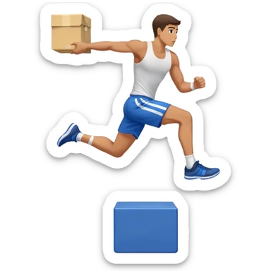 man in blue shorts box-jump exercise side-view sticker
