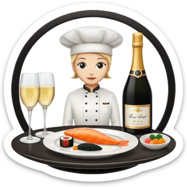 Set of 10 emojis for a luxury catering, food , wines and sparkling, chef, waiter sticker