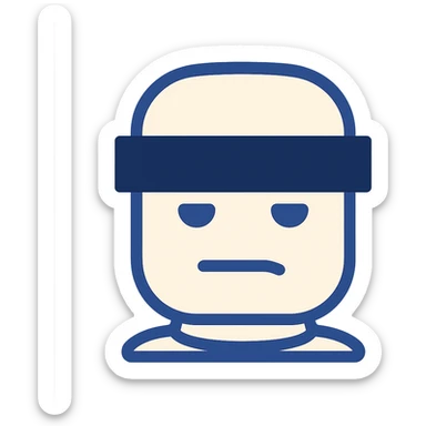 minimal 2D Roblox head with a black censor bar over the eyes, 'meh' expression, white outline, simple flat design sticker