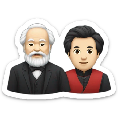 Li Hongzhi and Karl Marx, two human mentors, arm in arm sticker