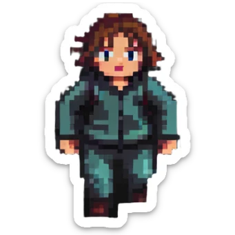 Person fleeing from danger, looking back in fear sticker