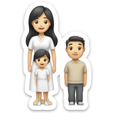 familia de cuatro papa mama hijo e hija, papá gordo cabello chino, mamá cabello güero lasio, hijo mayor cabello lasio hija menor cabello chino sticker