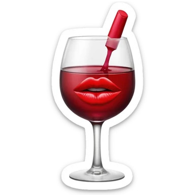 lipstick kiss on red wine glass sticker