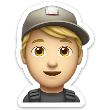 Young, white, journalist with cap that says press sticker