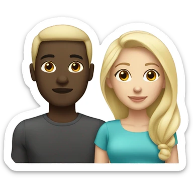 Light skinned blonde woman with dark skinned dark hair man sticker