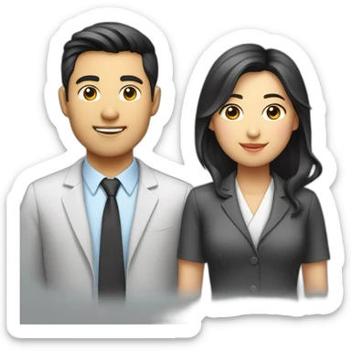 Asian software engineer guy and asian lawyer girl sticker