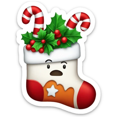 Christmas stocking with candy canes sticker