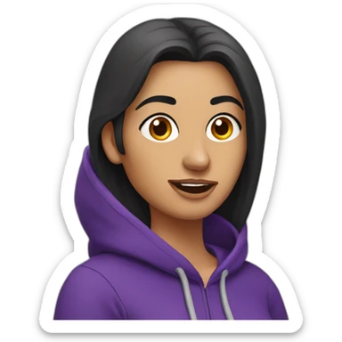 Armenian Woman  with purple hoodie and with a snake tongue sticker