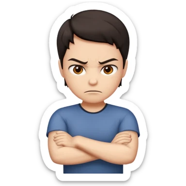 Arms crossed mad sticker