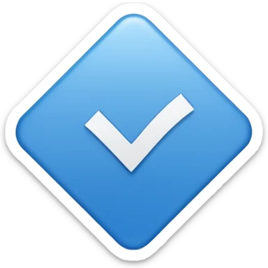 I want a blue square flipped 45 degrees and a white ✔️ sticker