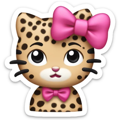 Hello kitty with a cheetah print bow sticker