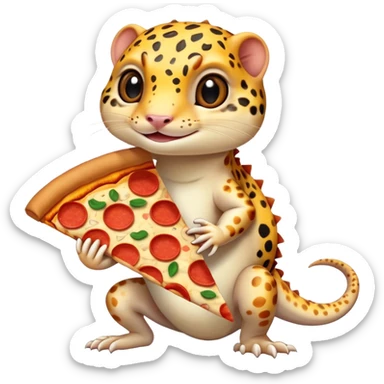 leopard gecko with pizza slice sticker