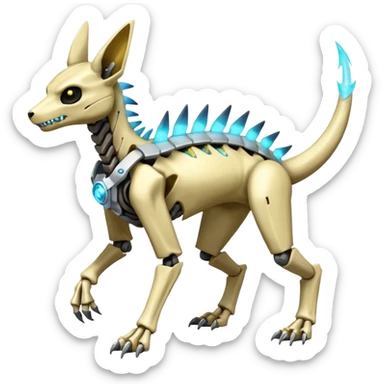 futuristic Skeleton-Cyborg-Manectric-Electrike-Cubone-Umbreon-Marowak-Draco-Fakémon-hybrid-creature (full body), 4 legs sticker