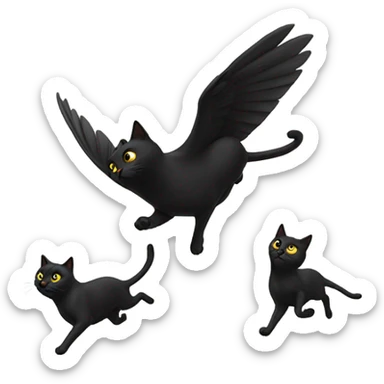 Black cats chasing a bird sticker