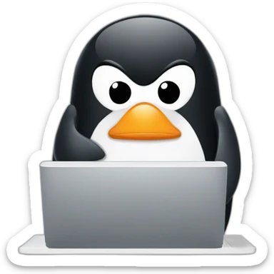 penguin angry typing on a computer sticker