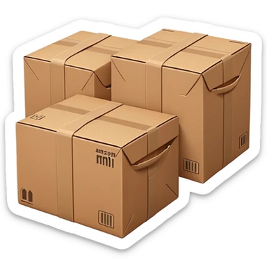 three normal packages without ribbons, Amazon style sticker