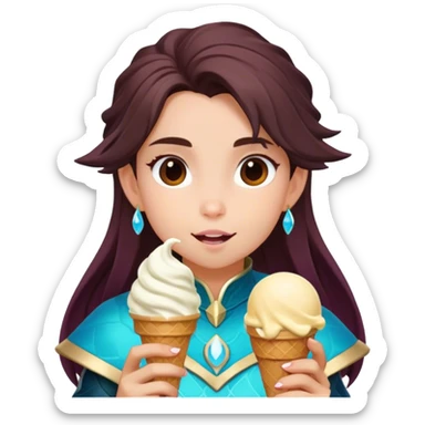 Rayla de la serie el príncipe dragón comiéndose un helado sticker