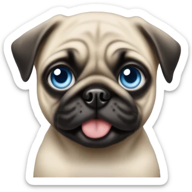 Baby pug with big blue eyes  sticker