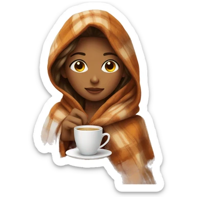 Cute girl with fall blanket and a coffee sticker