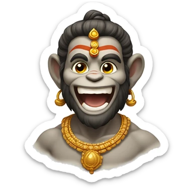 Hanuman with his gadha and smiling face sticker
