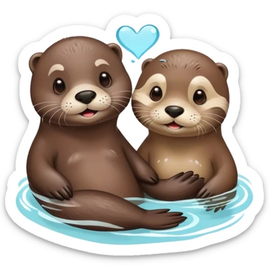 an otter and a seal in love and having a spa day sticker