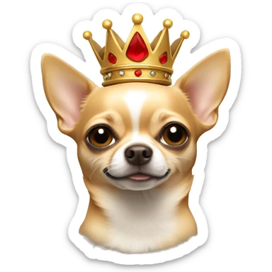 Tan chihuahua with crown sticker